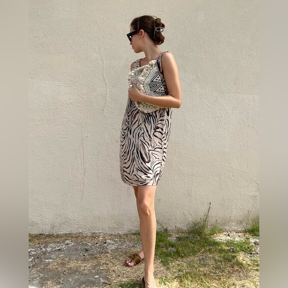 Vintage viscose zebra print dress size S/M